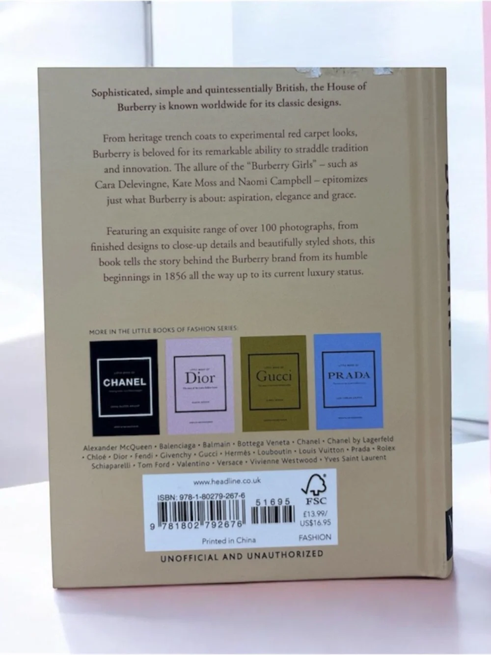 Burberry Beige Hardcover Book with Burgundy Text